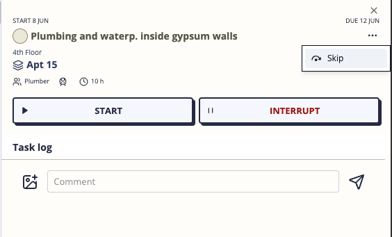 Task sidebar open showing action buttons